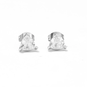 Minimalist triangle cut zircon stud earrings with classic silver butterfly backs