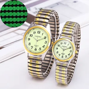 XAPWV luminous quartz watch set with silver gold elastic band and numeral dial