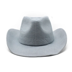 Chapeau de cowboy western classique en denim bleu clair avec large bord structuré
