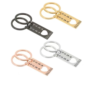 Customized stainless steel heart puzzle keychains in gold black silver and rose gold