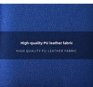 Macro shot of premium deep blue PU leather with a fine lychee texture for jewelry boxes