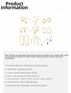 Detailed set of assorted stainless steel DIY earring hooks in gold and rose gold finishes