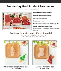 5mm acrylic Christmas tree and stocking fondant stamps for holiday baking decoration