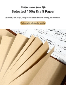 Detail of 100g kraft paper inner pages with 75 sheets for the leaf travel notebook