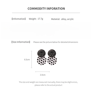 Size specifications for black and white polka dot acrylic earrings in alloy material