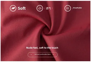 Close-up of soft breathable red yoga jumpsuit fabric with smooth matte texture