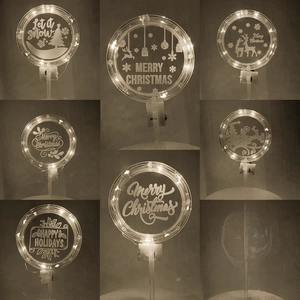 9-piece set of LED Christmas cake toppers and hanging lights with warm glowing patterns
