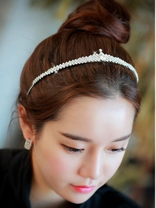Macro shot of silver bridal crown headband with sparkling rhinestones for wedding decor