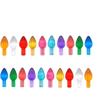 Colorful striped ceramic Christmas tree replacement bulbs with multi-color star toppers