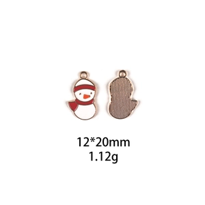 Front and back detail of 12x20mm snowman alloy charm for Christmas DIY jewelry crafts