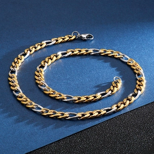 Collier Chaîne Figaro En Acier Inoxydable Or Argent Bicolore Bijoux Hip Hop Minimalistes Hommes Femmes Chaîne Polie NK