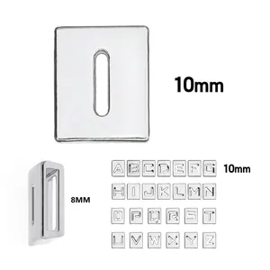 Chrome finish 8mm hollow slide letters A-Z for DIY keychains and bracelet wristbands