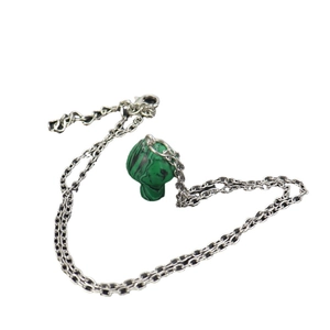Natural 2cm green mushroom pendant necklace with silver chain and lobster clasp closure