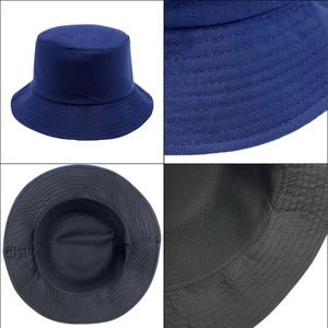 Classic dark blue cotton bucket hat featuring multi-row stitching and black interior lining