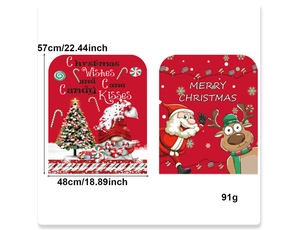 Detailed view of two Christmas chair covers featuring gnomes and Santa with dimensions