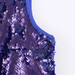 Abito da sera elegante in paillettes viola scuro con design senza maniche e vestibilità slim