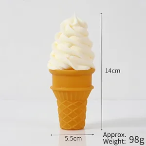 Realistic cream-colored artificial ice cream cone model for dessert shop display 14cm