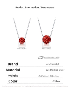 S925 silver necklace comparison showing 6mm and 8mm red octagonal gemstone pendants