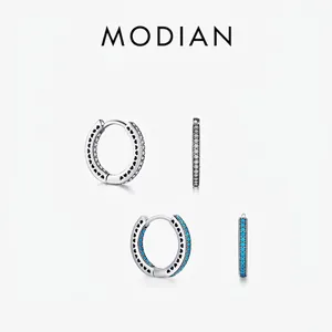 925 Sterling Silver Hoop Earrings For Women With Turquoise Stones And Heart Hollow Design Vintage Retro Style