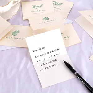Mini folding greeting cards with elegant plant patterns and gold leaf lettering set