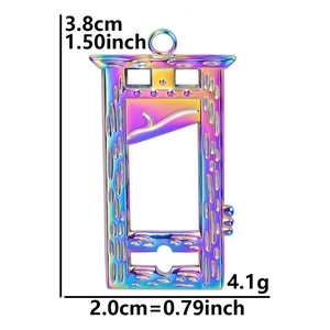 Rainbow guillotine pendant detail with 3.8cm height and 2.0cm width dimensions