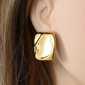 Irregular golden 304 stainless steel earrings with minimalist polished surface