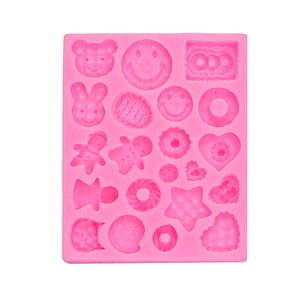 Pink silicone mold featuring bear, rabbit and heart shapes for resin and clay crafts