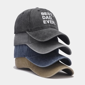 Washed Cotton Baseball Cap Best Dad Ever Lettering Distressed Vintage Adjustable Sun Hat For Men Father Gift
