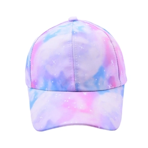 Kids star pattern tie-dye baseball cap in purple and blue shades for summer sun protection