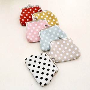 Polka dot canvas coin purses with vintage metal clasps in six assorted colors