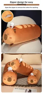 Detail of invisible zipper on soft capybara plush pillow for easy washing and cleaning