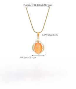 Detailed size specifications for the gold stainless steel gemstone pendant necklace