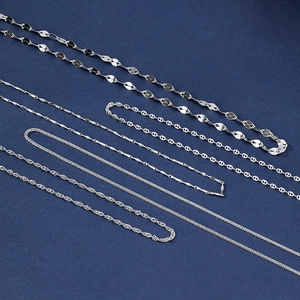 Elegant 925 sterling silver necklaces set with water wave, box, and snake chain styles