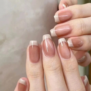 Künstliche Nägel Im Französischen Stil Nude Rosa Und Weiße Spitzen Sargform Ballerina Künstliche Nägel Für Frauen Elegant Einfach Täglich