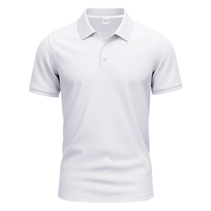 Detail of white quick-dry Polo shirt showing breathable polyester fabric texture and neckline
