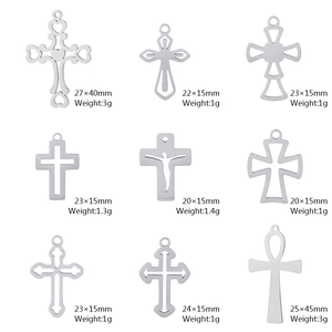 Stainless Steel Cross Pendant Hollow Out Ankh Life Key DIY Jewelry Accessories Gold Plated Religious Charm For DIY Necklace
