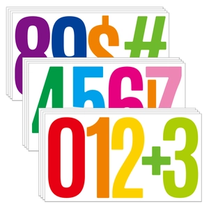Set of large 6-inch colorful waterproof number stickers with signs 0-9 for outdoor use
