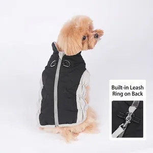 Dikke waterdichte wintervest voor honden met D-ringen voor hondenriembevestiging