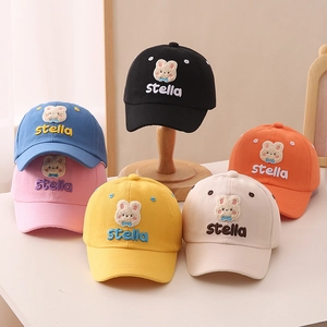 Cute Rabbit Embroidery Kids Baseball Cap Cotton Adjustable Breathable Outdoor Sun Protection Hat For Boys Girls
