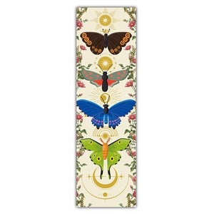 Detailed scroll wall hanging with butterfly patterns and vintage celestial gold motifs