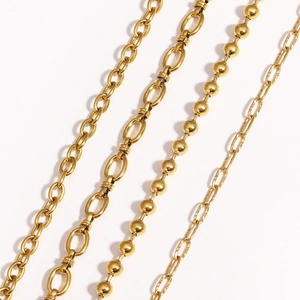 Collezione di catene in acciaio al titanio placcato oro 18K con quattro stili di maglie