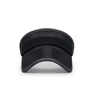 Unisex black breathable mesh sun visor hat with wide brim for outdoor sports and running