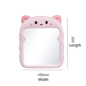 Pink cartoon bear folding desktop vanity mirror with 200x165mm size dimensions