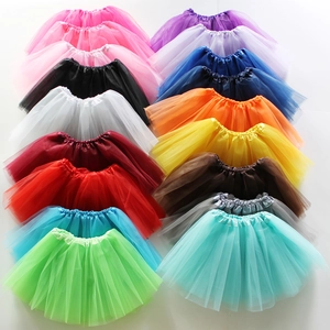 Women Girls Tulle Tutu Skirt Polyester Mesh Puffy Short Skirt Elastic Waistband For Ballet Dance Party Halloween