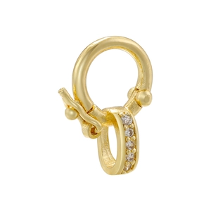 18K gold plated ring connector with micro-pave zircons for DIY jewelry necklaces
