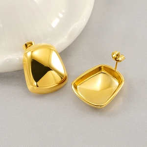Boucles d'oreilles carrées irrégulières en acier inoxydable doré poli pour femmes