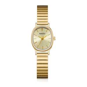 Orologio Al Quarzo Da Donna Alla Moda Cassa In Lega Ovale Cinturino In Metallo Espandibile Elegante Stile Minimalista