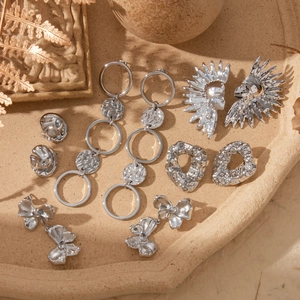 Minimalist Stainless Steel Earrings For Women Silver Fashion Geometric Flower Butterfly Tassel Rhinestone Jewelry