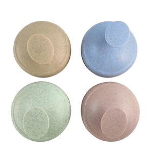 Eco-friendly wheat straw scalp massager hair brushes in beige blue green and pink set