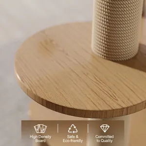 Large cat tree with solid wood cat nest, sisal pillars and high density board platform